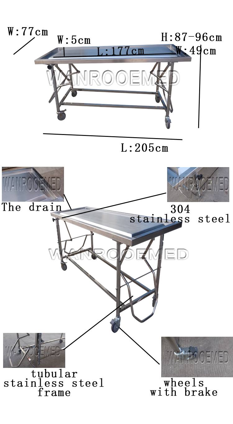 dead body bathing table,cadaver dissection table,funeral product,cadaver carrier,stainless steel embalming table